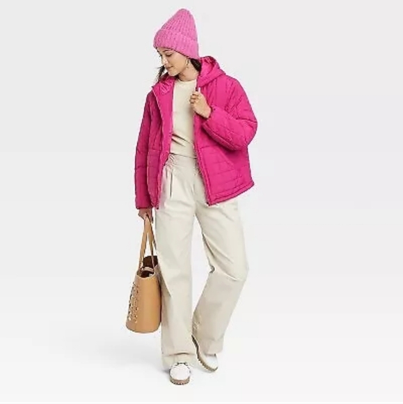 Women's Travel Puffer Jacket - A New Day Pink XXL - Picture 2 of 5